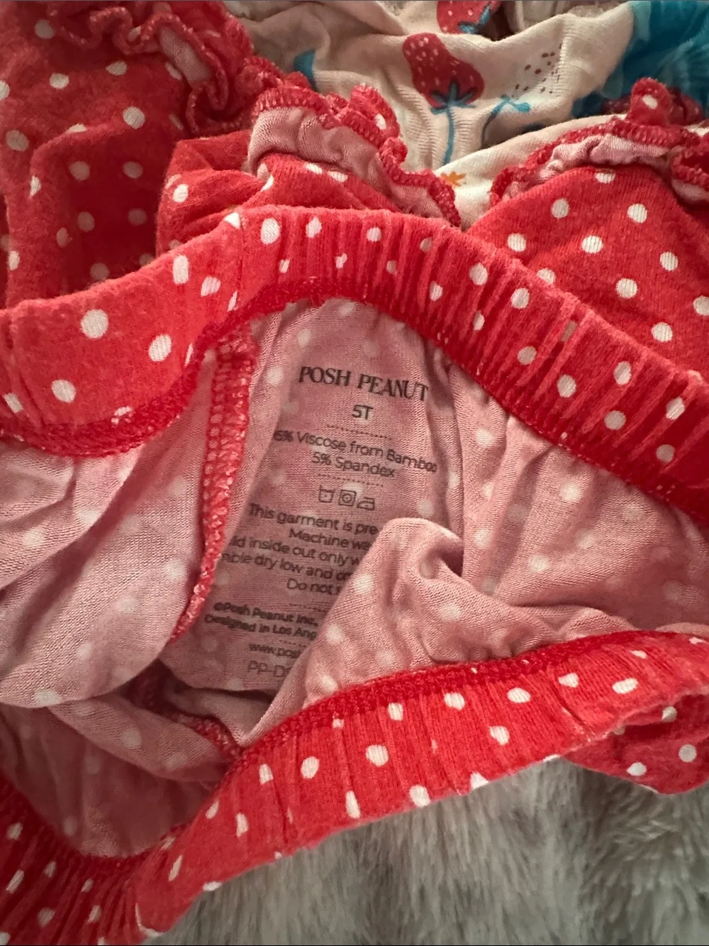 Posh Peanut Strawberry Peplum Top & Polkadot Ruffle Shorts Set - Size 5T